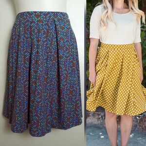 Lularoe Madison Skirt Pocket Size M Blue Unicorn V Pattern Casual